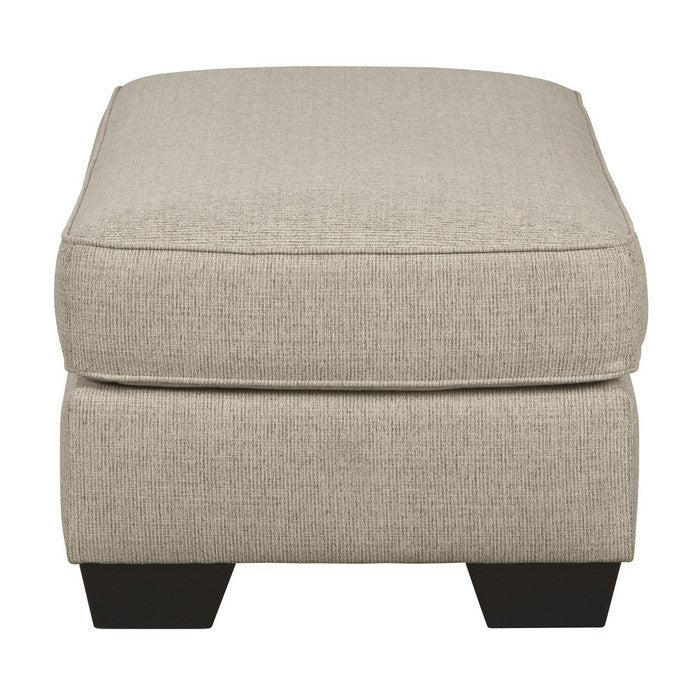 Rectangle Shaped Ottoman with Cushioned Top and Turned Legs, Light Gray