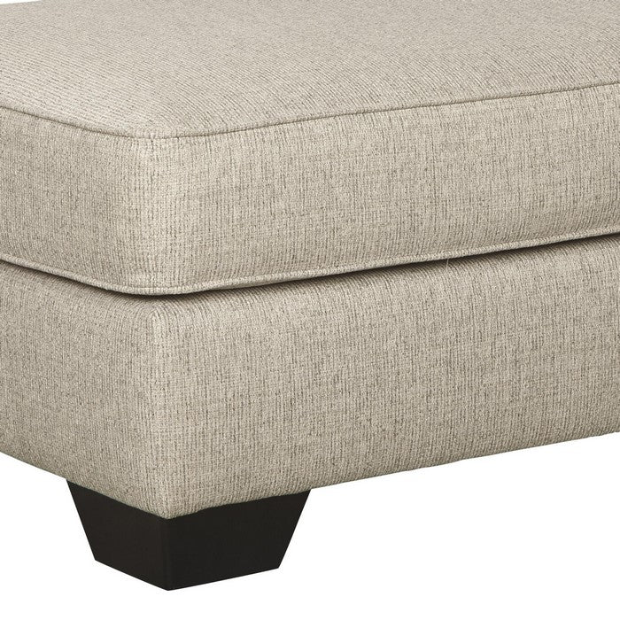 Rectangle Shaped Ottoman with Cushioned Top and Turned Legs, Light Gray