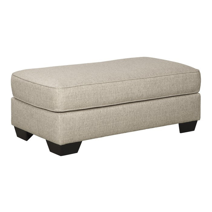 Rectangle Shaped Ottoman with Cushioned Top and Turned Legs, Light Gray