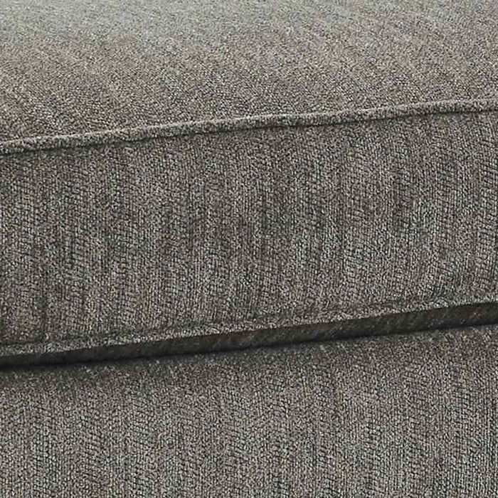 Rectangle Shaped Ottoman with Cushioned Top and Nail head Trims, Gray