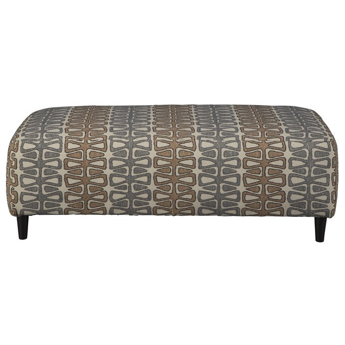 Fabric Upholstered Wooden Oversized Ottoman with Bow Tie Pattern,Multicolor