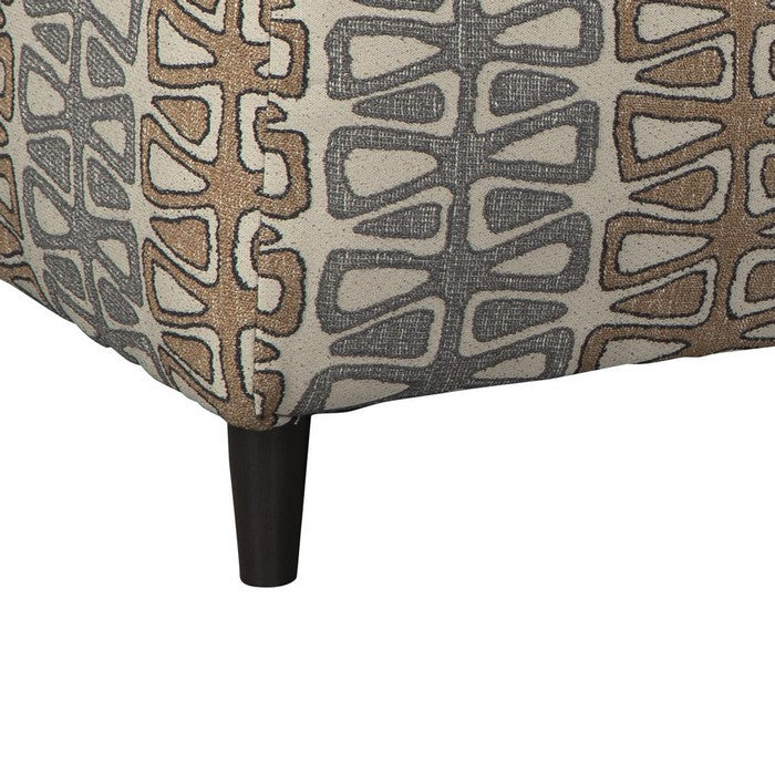 Fabric Upholstered Wooden Oversized Ottoman with Bow Tie Pattern,Multicolor