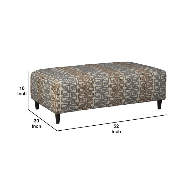 Fabric Upholstered Wooden Oversized Ottoman with Bow Tie Pattern,Multicolor