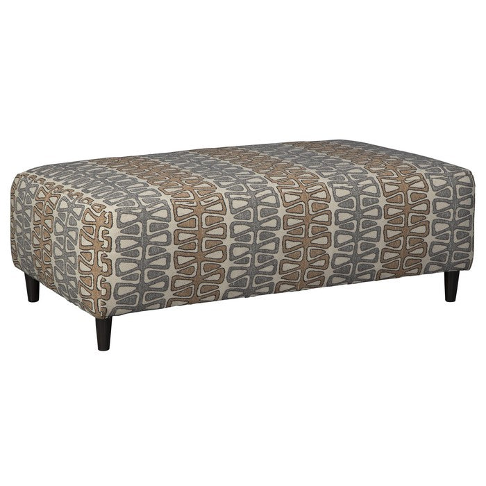 Fabric Upholstered Wooden Oversized Ottoman with Bow Tie Pattern,Multicolor