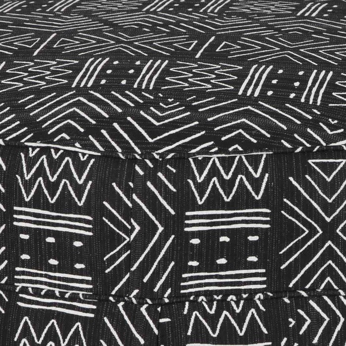 Tribal Pattern Oversized Ottoman with Faux Wood Finish Tapered Legs, Black