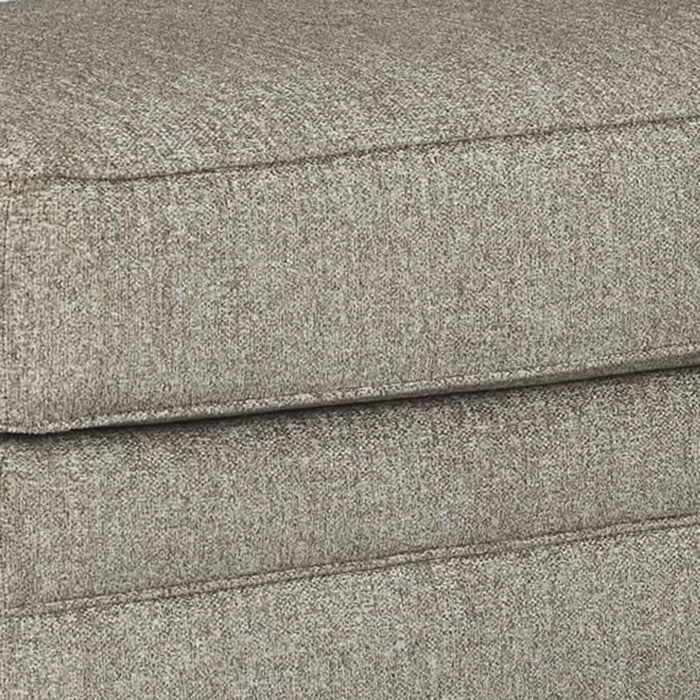 Transitional Wooden Polyester Upholstered Ottoman with Bun Feet, Beige