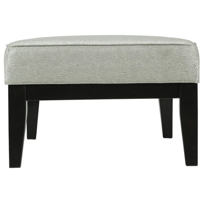 Contemporary Style Wooden Oversized Ottoman with Herringbone Pattern, Gray