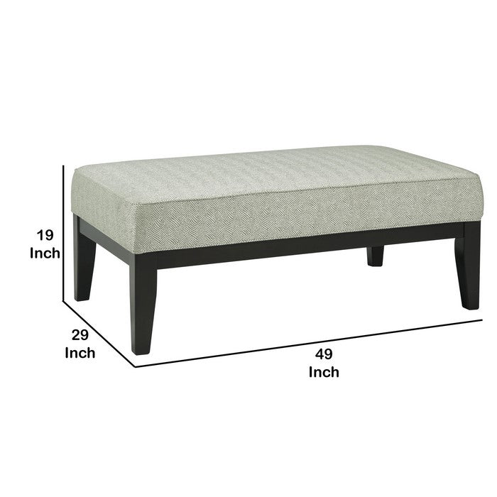 Contemporary Style Wooden Oversized Ottoman with Herringbone Pattern, Gray