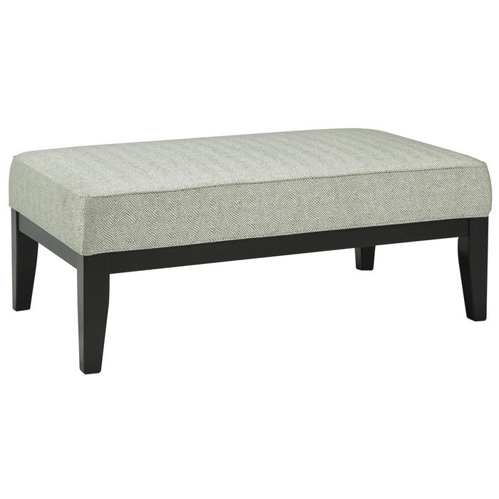 Contemporary Style Wooden Oversized Ottoman with Herringbone Pattern, Gray