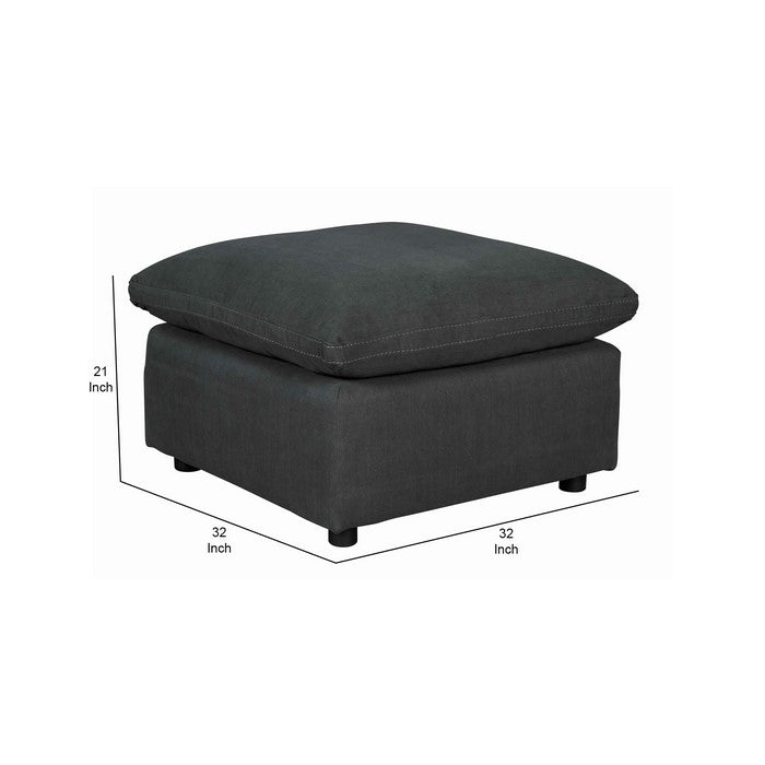 Transitional Style Oversized Ottoman with Loose Pillow Top Seating, Gray