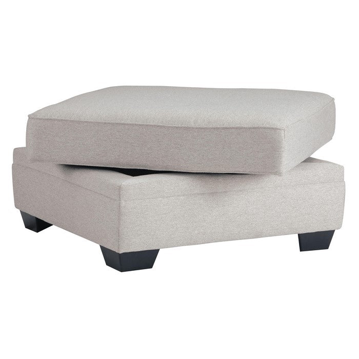 Polyester Upholstered Ottoman with Storage and Tapered Block Legs, Gray