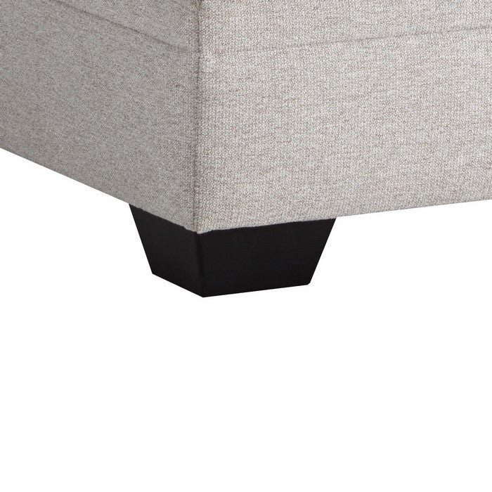 Polyester Upholstered Ottoman with Storage and Tapered Block Legs, Gray