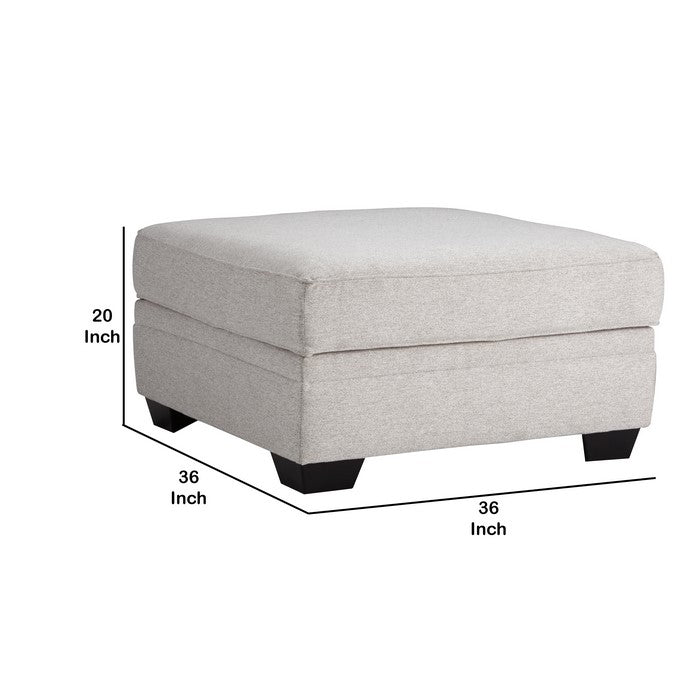 Polyester Upholstered Ottoman with Storage and Tapered Block Legs, Gray