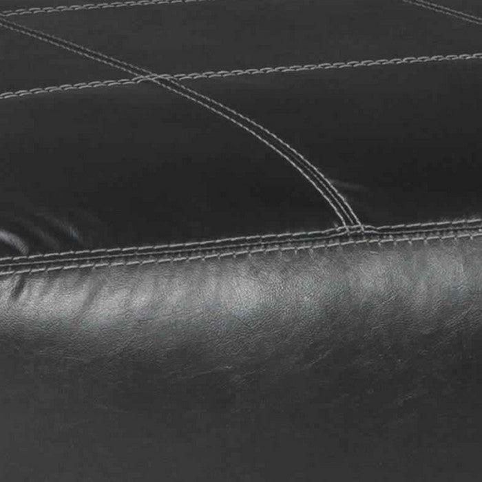 Leatherette Oversized Ottoman with Contrast Stitched Seating, Black