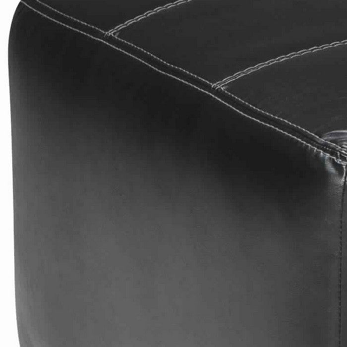 Leatherette Oversized Ottoman with Contrast Stitched Seating, Black