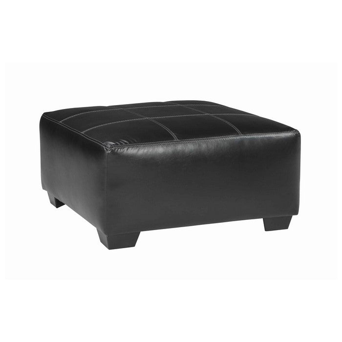 Leatherette Oversized Ottoman with Contrast Stitched Seating, Black