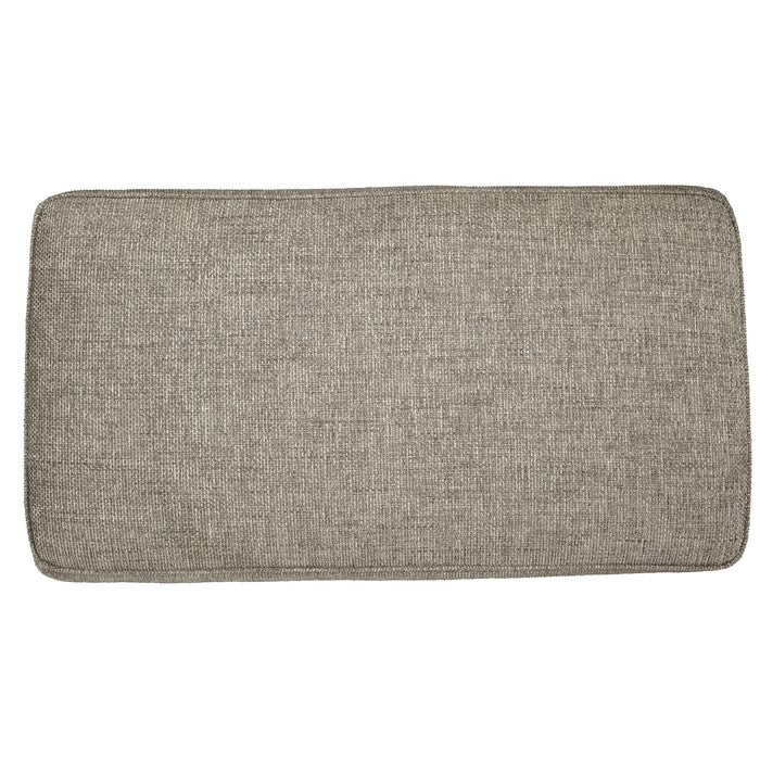 Polyester Upholstered Ottoman with Piped Stitching and Block Legs, Gray