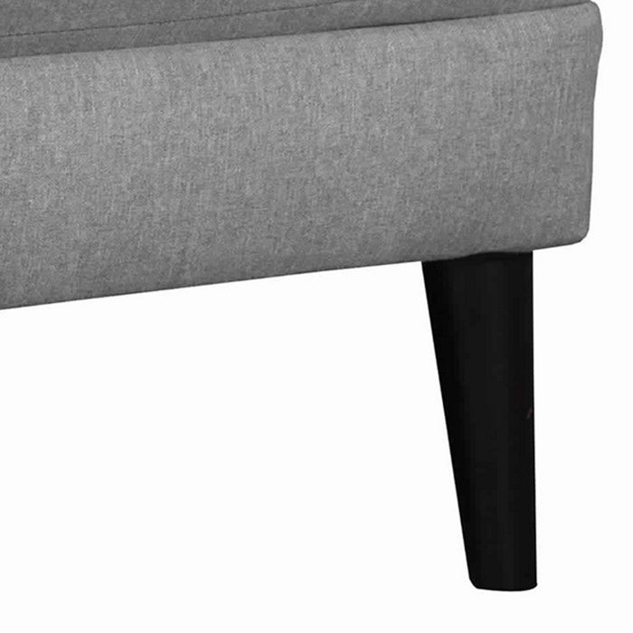 Wooden Fabric Upholstered Ottoman with Cushioned Tufted Seating, Gray