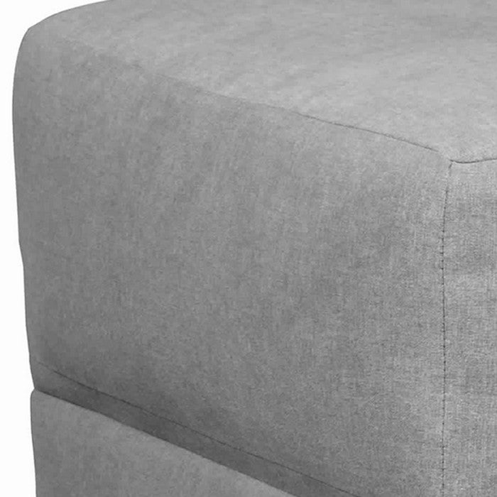 Wooden Fabric Upholstered Ottoman with Cushioned Tufted Seating, Gray