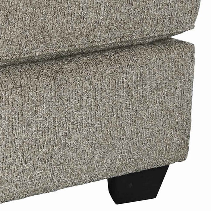 Wooden Fabric Upholstered Oversized Ottoman with Tapered Block Legs, Gray