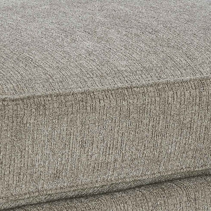 Wooden Fabric Upholstered Oversized Ottoman with Tapered Block Legs, Gray