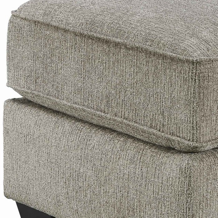 Wooden Fabric Upholstered Oversized Ottoman with Tapered Block Legs, Gray