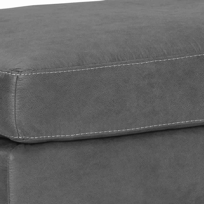 Contemporary Upholstered Ottoman with Straight Metal Legs, Gray and Silver