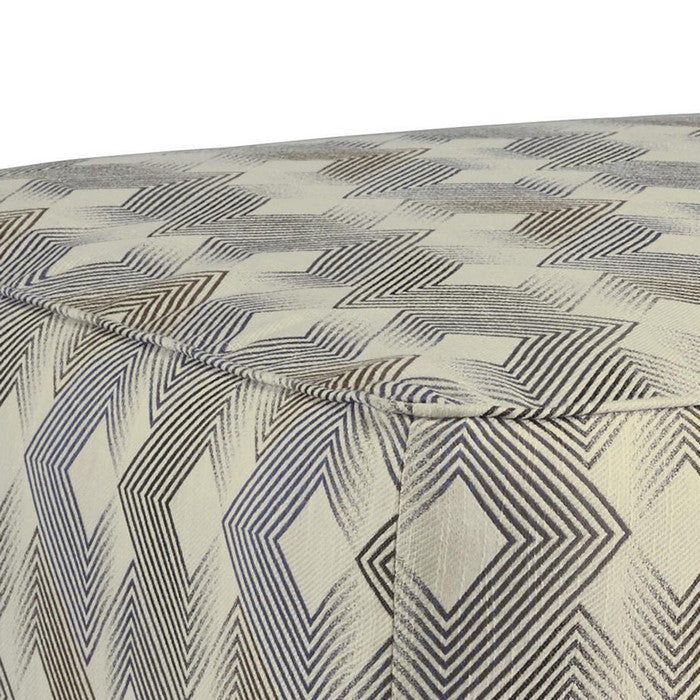 Polyester Oversized Ottoman with Faded Diamond Pattern, Cream and Brown