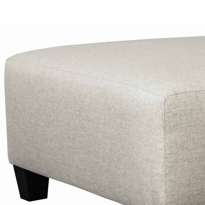 Wooden Polyester Upholstered Oversized Ottoman with Tapered Legs,Offwhite