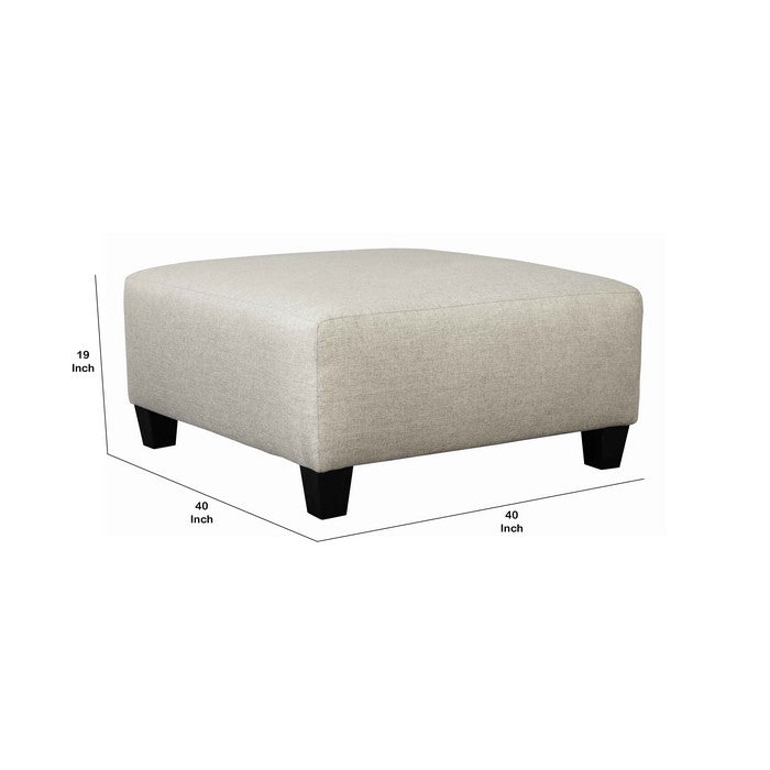 Wooden Polyester Upholstered Oversized Ottoman with Tapered Legs,Offwhite