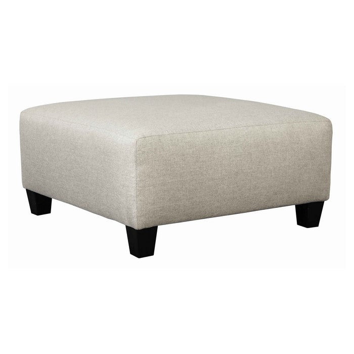 Wooden Polyester Upholstered Oversized Ottoman with Tapered Legs,Offwhite