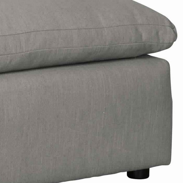 Wooden Oversized Ottoman with Reversible Cushion and Tubular Legs, Gray