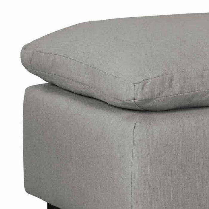 Wooden Oversized Ottoman with Reversible Cushion and Tubular Legs, Gray