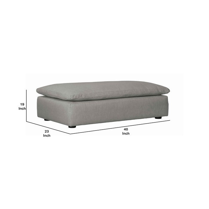 Wooden Oversized Ottoman with Reversible Cushion and Tubular Legs, Gray