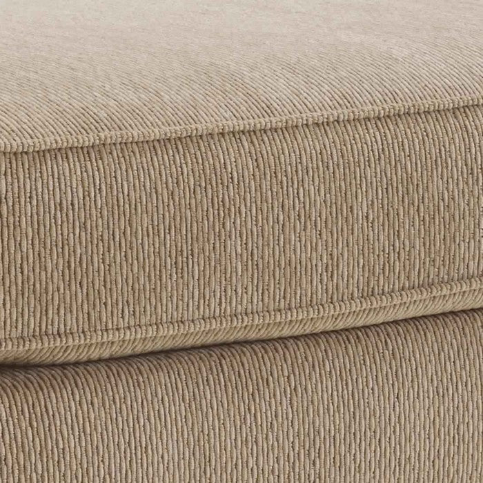 Traditional Polyester Upholstered Wooden Ottoman with Cabriole Legs, Beige