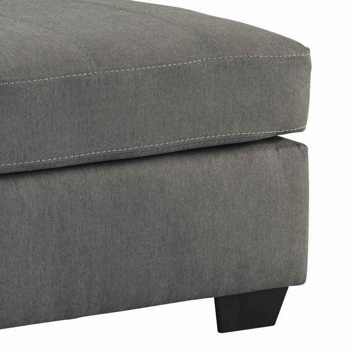 Contemporary Wooden Oversized Ottoman with Tapered Block Legs, Gray