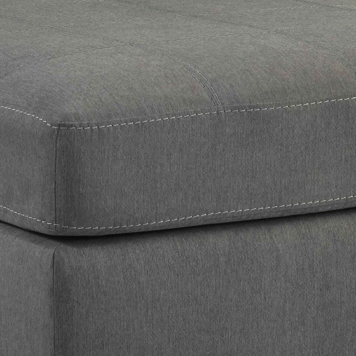 Contemporary Wooden Oversized Ottoman with Tapered Block Legs, Gray