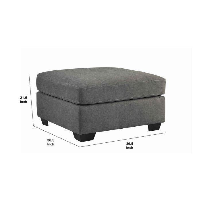 Contemporary Wooden Oversized Ottoman with Tapered Block Legs, Gray