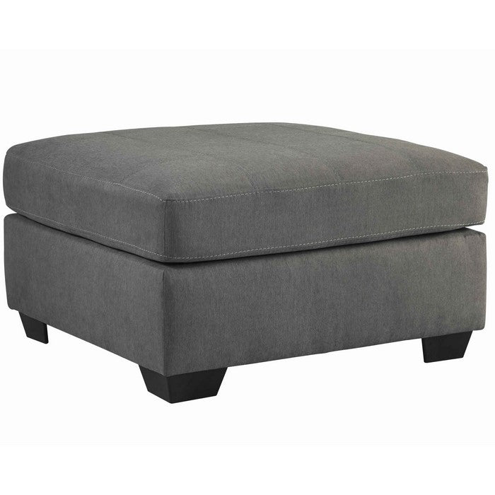 Contemporary Wooden Oversized Ottoman with Tapered Block Legs, Gray