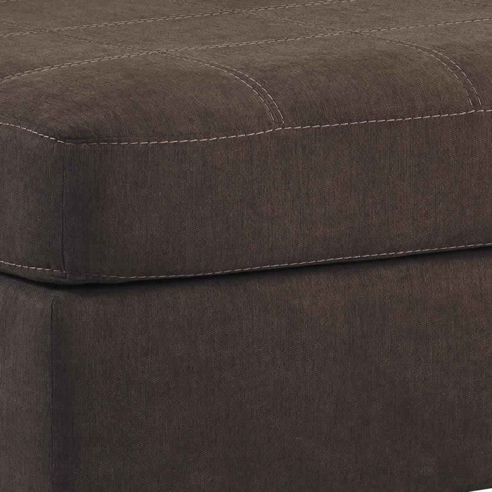 Contemporary Wooden Oversized Ottoman with Tapered Block Legs, Walnut Brown