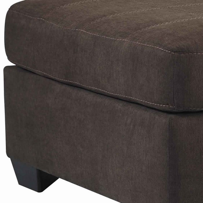 Contemporary Wooden Oversized Ottoman with Tapered Block Legs, Walnut Brown