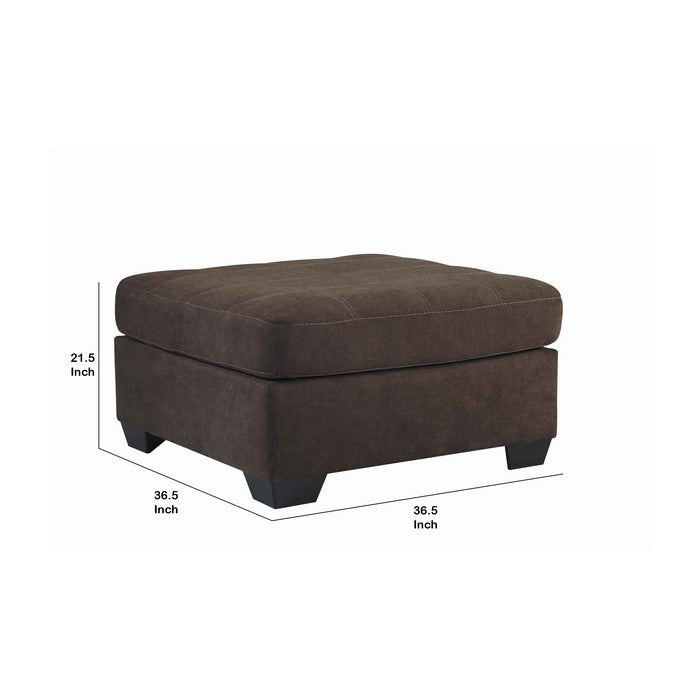 Contemporary Wooden Oversized Ottoman with Tapered Block Legs, Walnut Brown