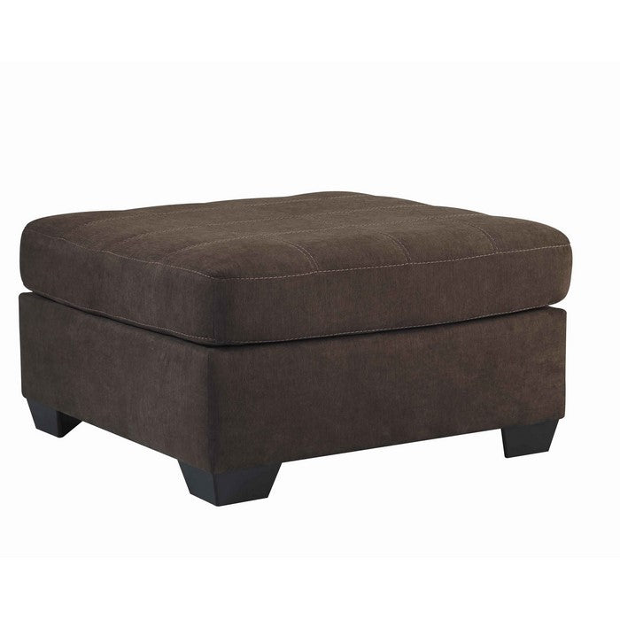Contemporary Wooden Oversized Ottoman with Tapered Block Legs, Walnut Brown