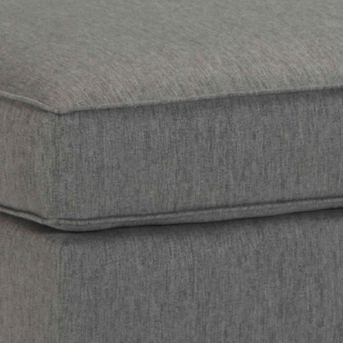 Wooden Polyester Upholstered Ottoman with Tapered Legs, Charcoal Gray
