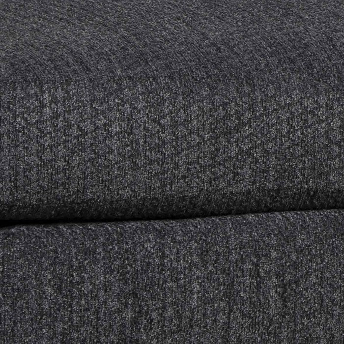 Wooden Polyester Upholstered Ottoman with Tapered Block Legs, Dark Gray