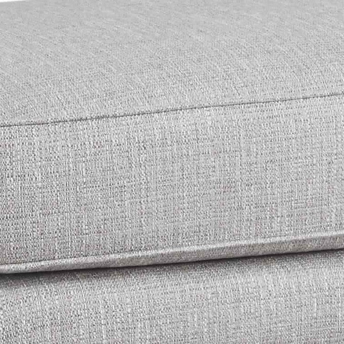Wooden Ottoman with Textured Upholstery and Tapered Block Legs, Gray