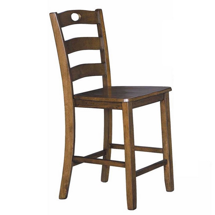 5 Piece Counter Height Set with 1 Square Table and 4 Chairs, Brown