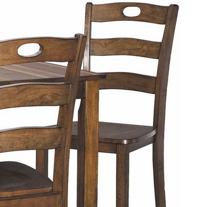 5 Piece Dining Set with 1 Square Table and 4 Curved Back Chairs, Brown