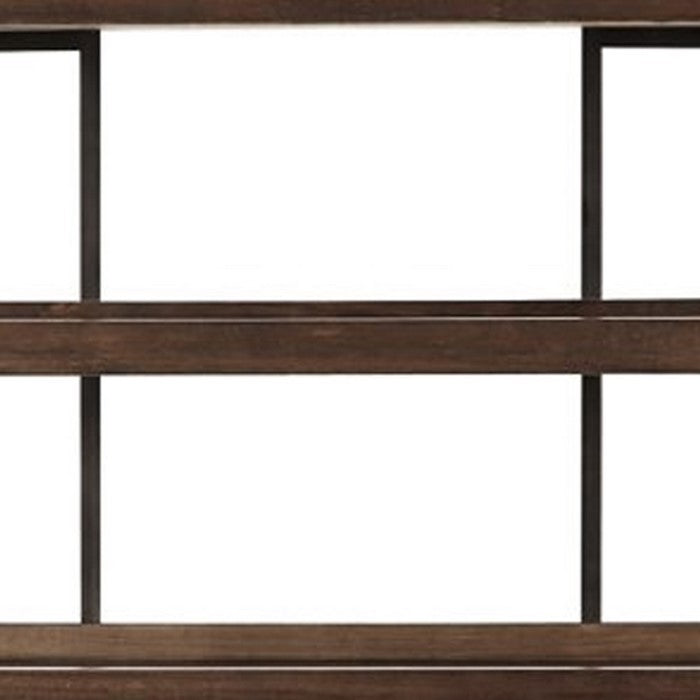 Bookcase with 5 Fixed Wooden Shelves and Metal Frame, Brown and Black
