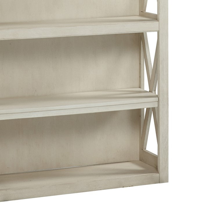 Wooden Bookcase with 4 Open Shelves and 2 Door Cabinet, White